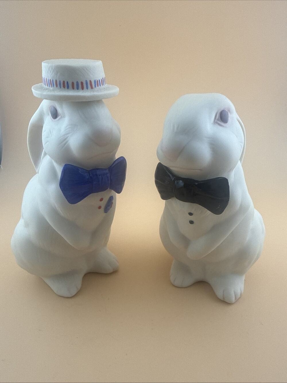 Set OfCybis Liberty White Porcelain Standing Bunny Rabbit Patriotic Figurine USA